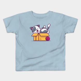 Cute Cat Play In Box Kids T-Shirt